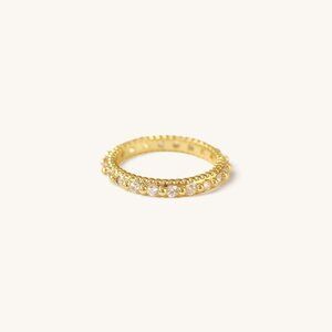 18K Gold Fully Inlaid Zircon Stacking Ring